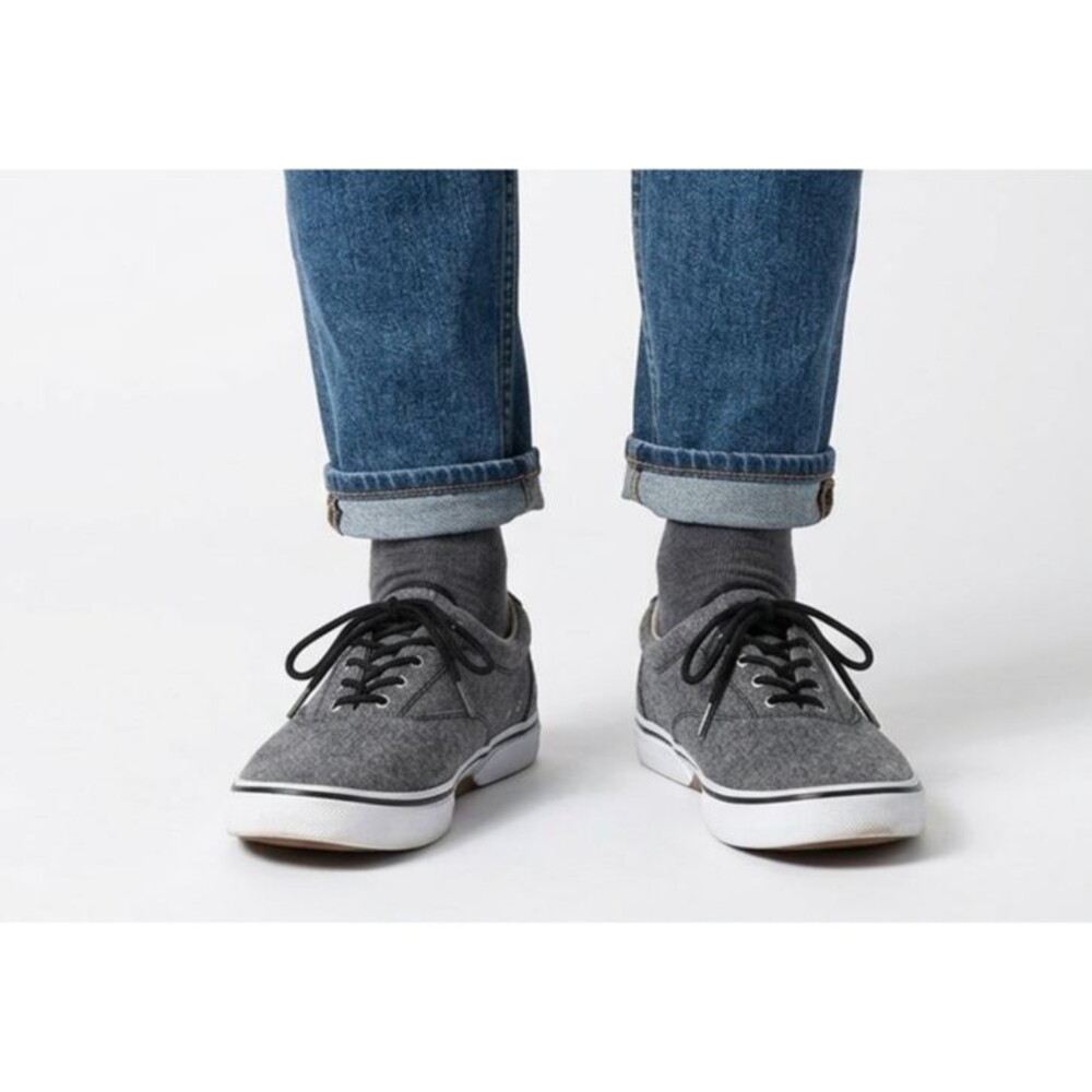 Sperry Halyard CVO Men's Size 13 Gray Wool Textile Boat Shoes Sneakers Low Top